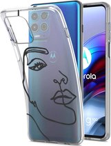 iMoshion Design voor de Motorola Moto G100 hoesje - Abstract Gezicht - Zwart