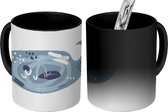 Magische Mok - Foto op Warmte Mok - Walvis - Grijs - Pastel - 350 ML