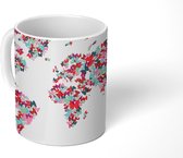 Mok - Wereldkaart - Vlinders - Kleuren - 350 ML - Beker