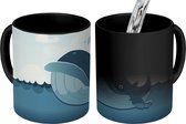 Magische Mok - Foto op Warmte Mok - Een cartoontekening van de blauwe vinvis - 350 ML