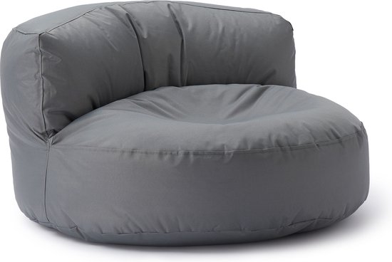 Lumaland Outdoor zitzak lounge, ronde zitzak voor buiten, 320 l vulling, 90 x 50 cm, grijs