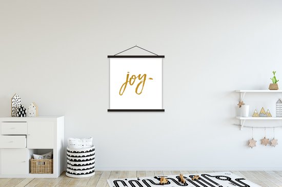 Porte-affiche avec affiche - Affiche scolaire - Noël - Or - Joy - Proverbes - Citations - 60x60 cm - Lattes noires