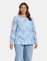 SAMOON Dames Blouse met kant-look Fjord Blue-52