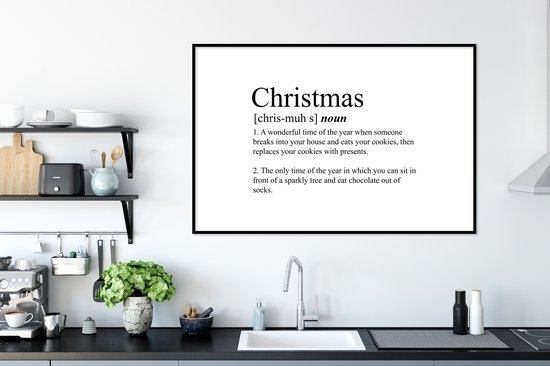 Cadre photo avec affiche - Noël - Citations - Définition de Noël - Proverbes - Dictionnaire - 120x80 cm - Cadre pour affiche - Décorations de Noël - Décoration de Noël pour l'intérieur - Noël