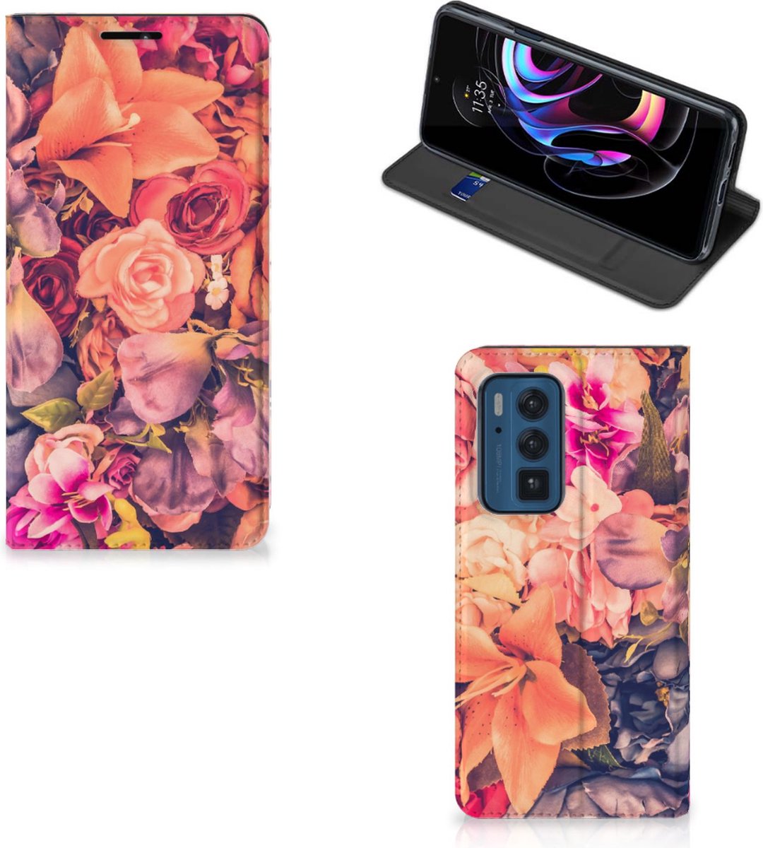 Book Case voor Motorola Edge 20 Pro Smart Cover Bosje Bloemen