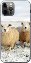 Geschikt voor iPhone 12 Pro hoesje - Groep nieuwsgierige schapen - Siliconen Telefoonhoesje