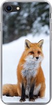 Geschikt voor iPhone 8 hoesje - Vos - Sneeuw - Bos - Siliconen Telefoonhoesje