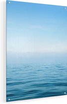 Artaza Glasschilderij - Zee Met Een Blauw Hemel Achtergrond - 45x60 - Plexiglas Schilderij - Foto op Glas