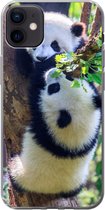 Geschikt voor iPhone 12 mini hoesje - Panda's - Boom - Natuur - Siliconen Telefoonhoesje