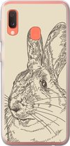 Geschikt voor Samsung Galaxy A20e hoesje - Vintage illustratie van een konijn - Siliconen Telefoonhoesje