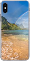 Geschikt voor iPhone Xs hoesje - Een mooie regenboog bij Tunnels Beach op Hawaii - Siliconen Telefoonhoesje