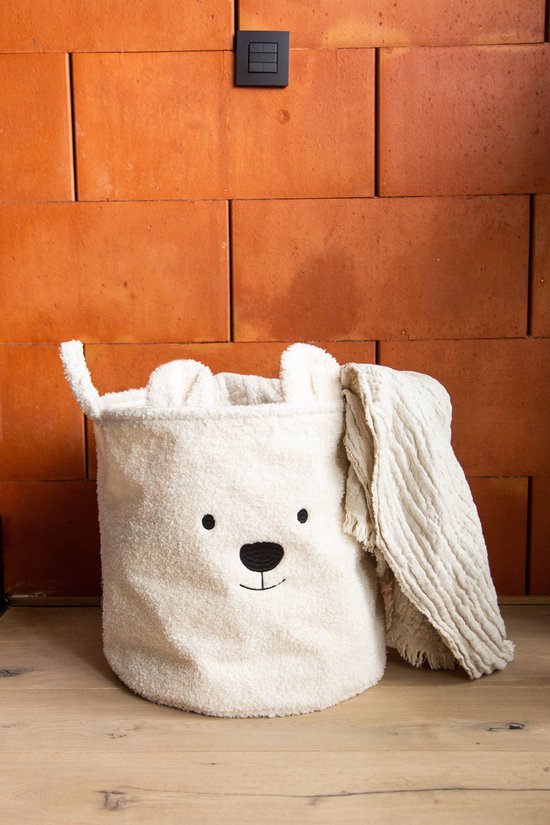 Childhome - Opbergmand - 40x40x40 Cm - Teddy - Ecru - Wasmand - Speelgoedmand — afbeelding 2
