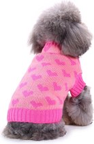 Gebreide hondentrui Pink met hartjes - geschikt voor kleine honden Maat L (4-5KG)