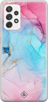 Samsung A52s hoesje siliconen - Marmer blauw roze | Samsung Galaxy A52s case | multi | TPU backcover transparant