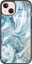 iPhone 13 hoesje glass - Marble sea | Apple iPhone 13  case | Hardcase backcover zwart