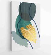 Gouden tropische muur kunsten vector. Botanische lijntekening met aquarelpenseel 1 - Moderne schilderijen – Verticaal – 1899820966 - 40-30 Vertical