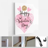 Happy Valentine's Day set kaarten. Handgetekende romantische belettering - Modern Art Canvas - Verticaal - 1626998134