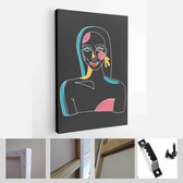Moderne abstracte gezichten met abstracte vormen. Minimalisme concept. Lijntekeningstijl - Modern Art Canvas - Verticaal - 1770547703