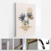 Abstracte botanische organische kunst illustratie. Set van zachte kleur schilderij kunst aan de muur voor huisdecoratie - Modern Art Canvas - Verticaal - 1957430626