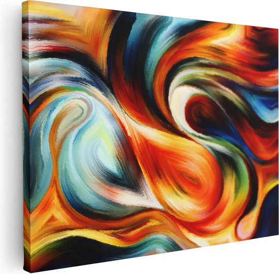 Artaza Canvas Schilderij Abstracte Kunst van Kleurrijke Verf - 40x30 - Klein - Foto Op Canvas - Canvas Print