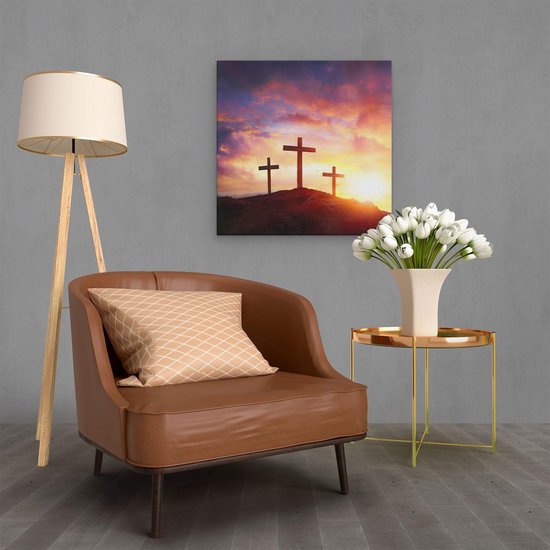 Artaza Peinture Sur Toile Crucifixion De Jésus Christ - Trois Croix - 60x60 - Image Sur Toile - Impression Sur Toile