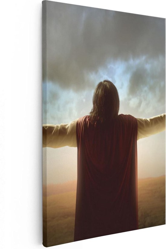 Artaza Canvas Schilderij Jezus Christus aan het Bidden bij Zonsopgang - 40x60 - Poster Foto op Canvas - Canvas Print