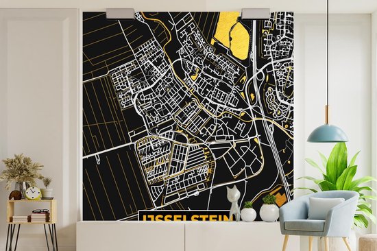 Papier peint - Papier peint photo Plan d'étage - IJsselstein - Or - Zwart - Largeur 300 cm x Hauteur 300 cm