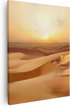Artaza - Canvas Schilderij - Woestijn bij Zonsondergang in de Sahara - 40x50 - Foto Op Canvas - Canvas Print