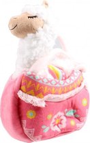 knuffel Lola lama met handtas meisjes 24 cm wit/roze