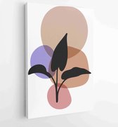 Canvas schilderij - Botanical wall art vector set. Earth tone boho foliage line art drawing with abstract shape. 2 -    – 1866300562 - 80*60 Vertical