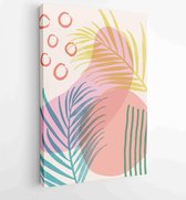 Canvas schilderij - Summer tropical wall arts vector. Palm leaves, coconut leaf, monstera leaf, line arts 3 -    – 1922500766 - 50*40 Vertical