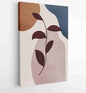 Canvas schilderij - Earth tone background foliage line art drawing with abstract shape 4 -    – 1928942378 - 115*75 Vertical