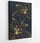 Canvas schilderij - Botanical wall art vector set. Golden foliage line art drawing with abstract shape 1 -    – 1915144324 - 80*60 Vertical