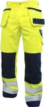 Dassy Glasgow Hoge zichtbaarheidsholsterzakkenkbroek met kniezakken 200899 - binnenbeenlengte Minus (75-80 cm) - Fluogeel/Marineblauw - 58