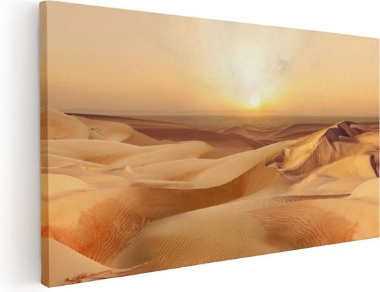 Artaza Canvas Schilderij Woestijn bij Zonsondergang in de Sahara - Foto Op Canvas - Canvas Print