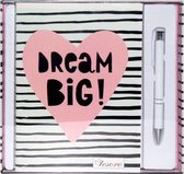 schrijfset Dream Big meisjes 20 x 14 cm papier roze/wit