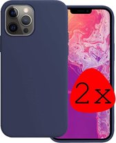 iPhone 13 Pro Max Hoesje Silicone Case - iPhone 13 Pro Max Case Donker Blauw Siliconen Hoes - iPhone 13 Pro Max Hoes Cover - Donker Blauw - 2 Stuks