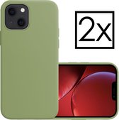 iPhone 13 Hoesje Groen Cover Silicone Case Hoes - 2x