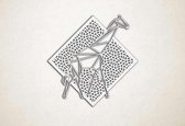 Line Art - Giraffe 1 met achtergrond - XS - 25x25cm - Wit - geometrische wanddecoratie