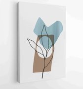 Canvas schilderij - Botanical wall art vector set. Earth tone boho foliage line art drawing with abstract shape. 2 -    – 1881805138 - 50*40 Vertical
