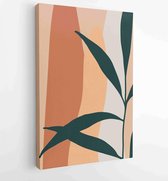 Canvas schilderij - Botanical wall art vector set. Earth tone boho foliage line art drawing with abstract shape. 3 -    – 1881805144 - 50*40 Vertical