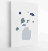 Canvas schilderij - Botanical wall art vector set. Earth tone boho foliage line art drawing with abstract shape. 2 -    – 1870947442 - 80*60 Vertical