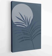 Canvas schilderij - Palm leaves wall art vector set. Earth tone boho foliage line art drawing with abstract shape. 2 -    – 1870932079 - 80*60 Vertical