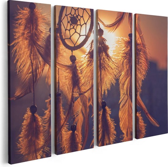 Foto: Artaza canvas schilderij vierluik amulet van de indianen symbool ketting 80x60 foto op canvas canvas print