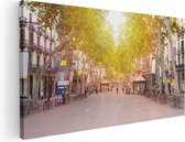 Artaza Canvas Schilderij De Ramblas Straat in Barcelona - 40x20 - Klein - Foto Op Canvas - Canvas Print