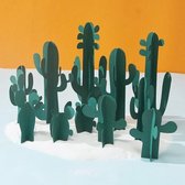 12 in 1 miniatuur strand papier gesneden cactus zandstrand landschap decoratie fotografie rekwisieten (groen)