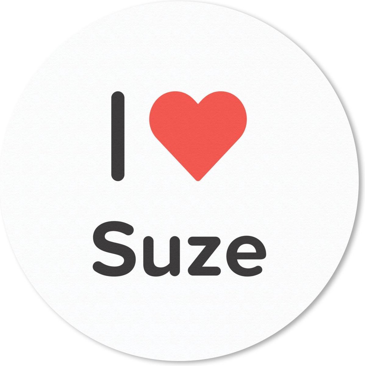 Muismat rond 20x20 cm - Mousepad I love - Suze - Meisje - Ronde muismatten