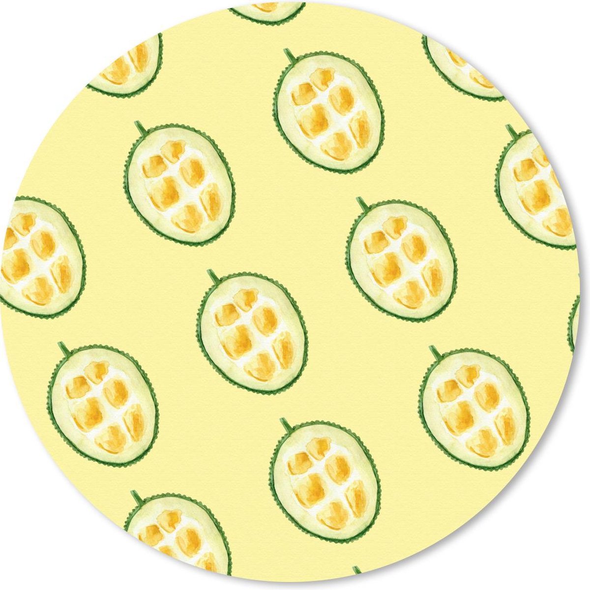 Muismat rond 50x50 cm - Mousepad Fruit - Sjablonen - Geel - Ronde muismatten