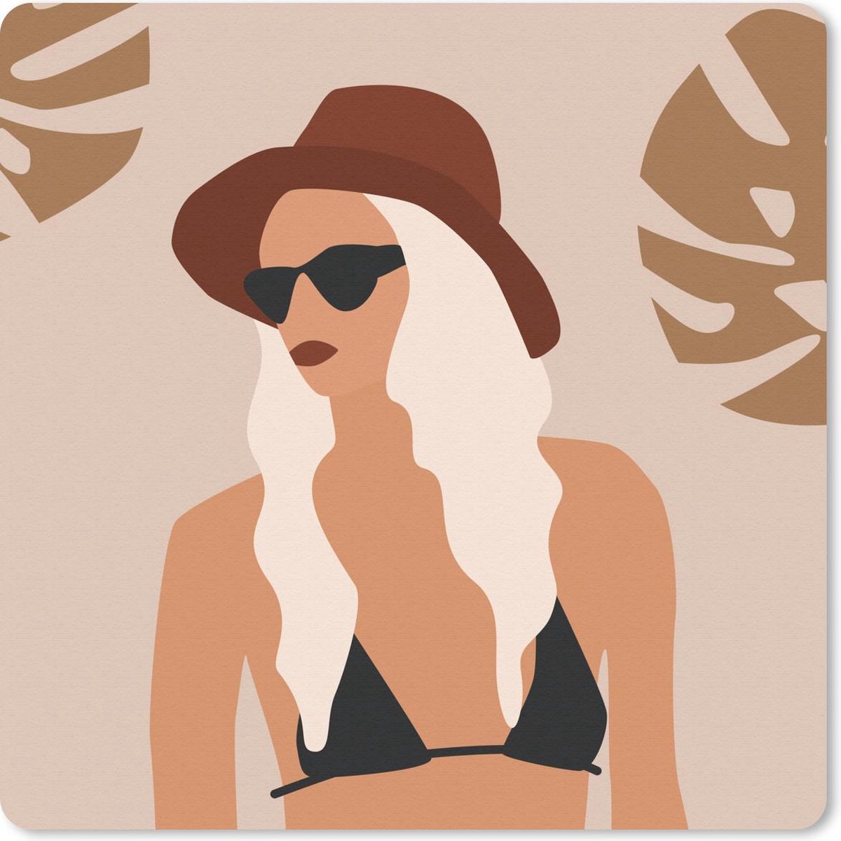 Muismat 30x30 cm - Mousepad Zomer - Vrouw - Bikini - Muismatten