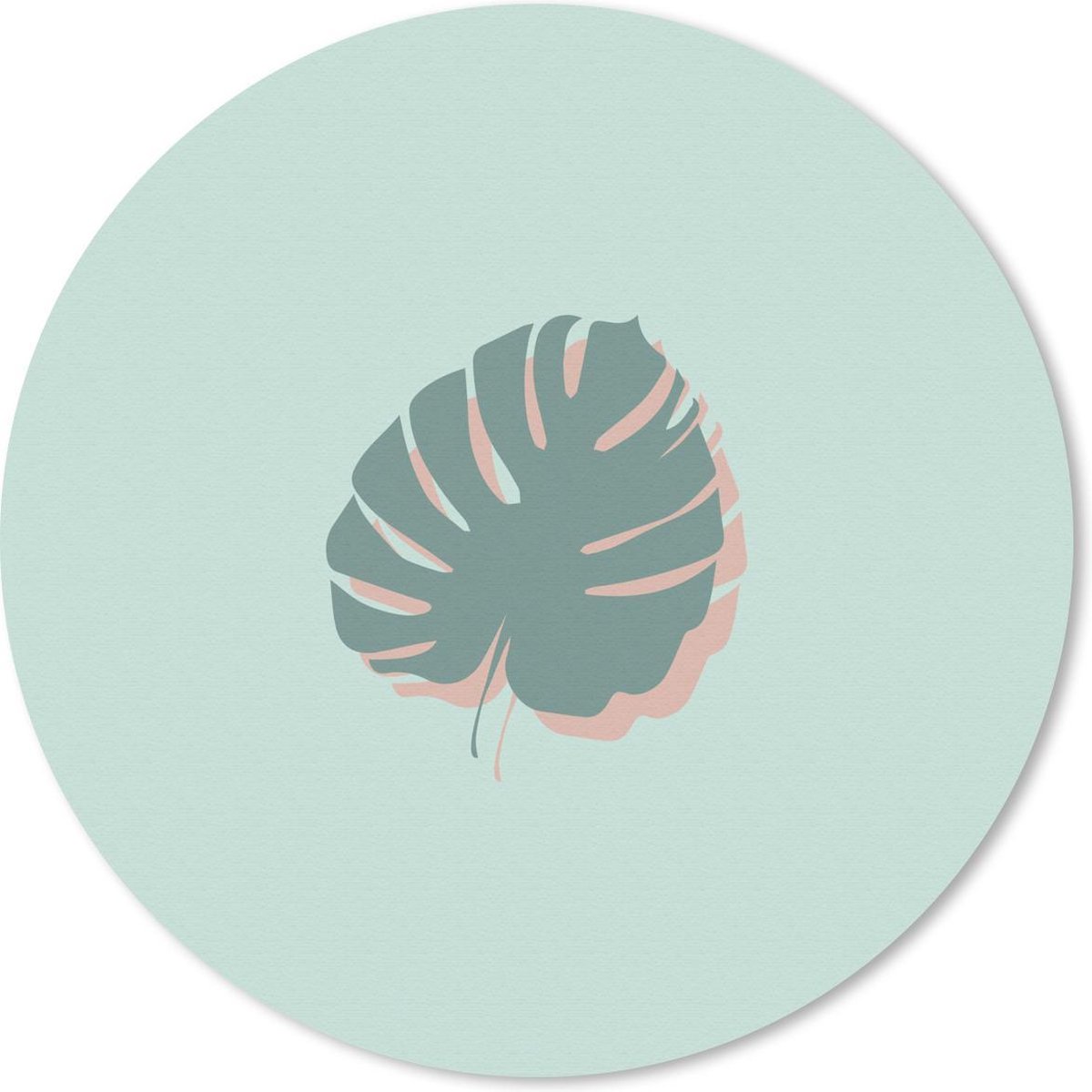Muismat rond 40x40 cm - Mousepad Zomer - Monstera - Blauw - Ronde muismatten
